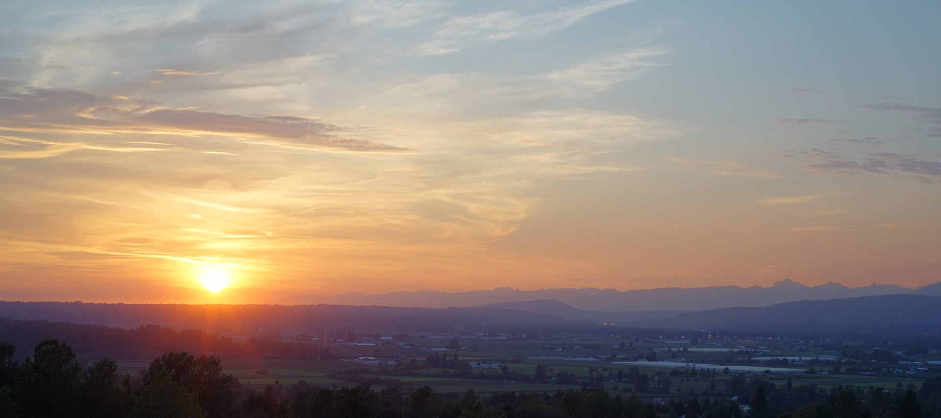 Sunset over the Fraser Valley in Abbotsford
