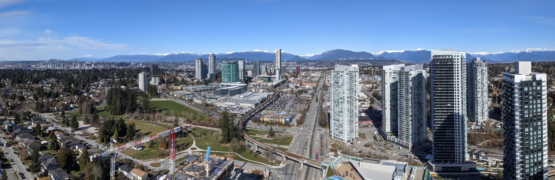 Surrey City Centre and the North Shore mountains